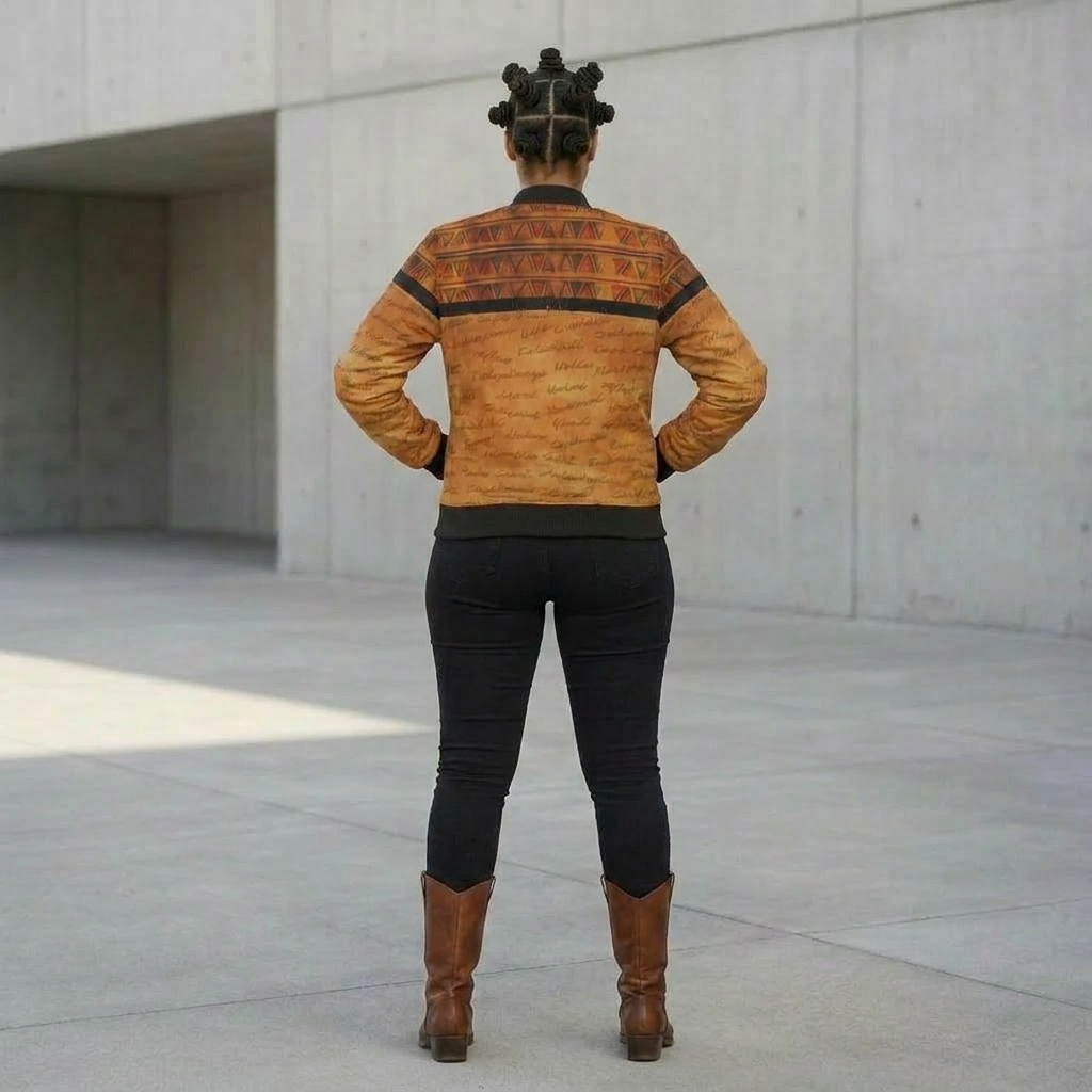 Women's Bomber Jacket | Angles Bogolan Ghana Isis | Kinky Nomad