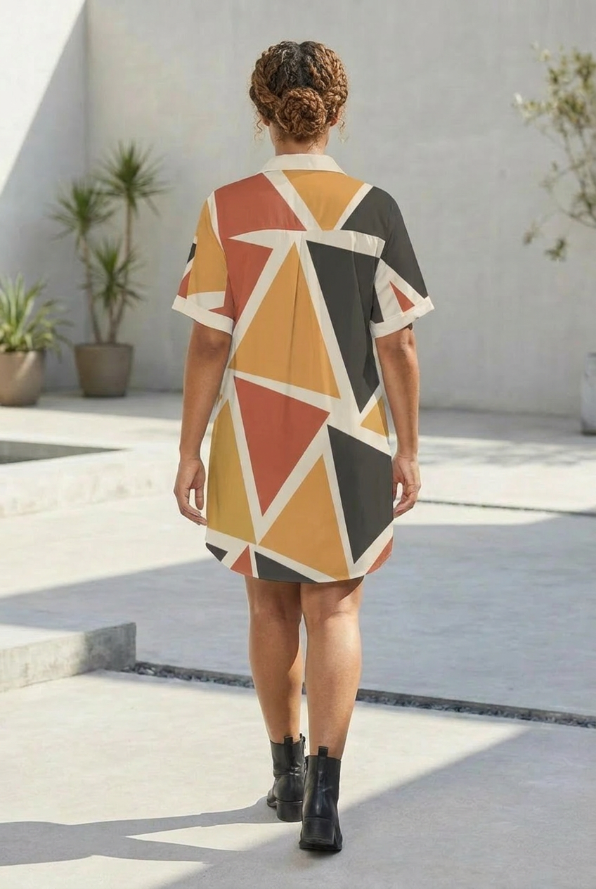 Angles Shirt Dress | Angles Series | Earth Palette | Kinky Nomad