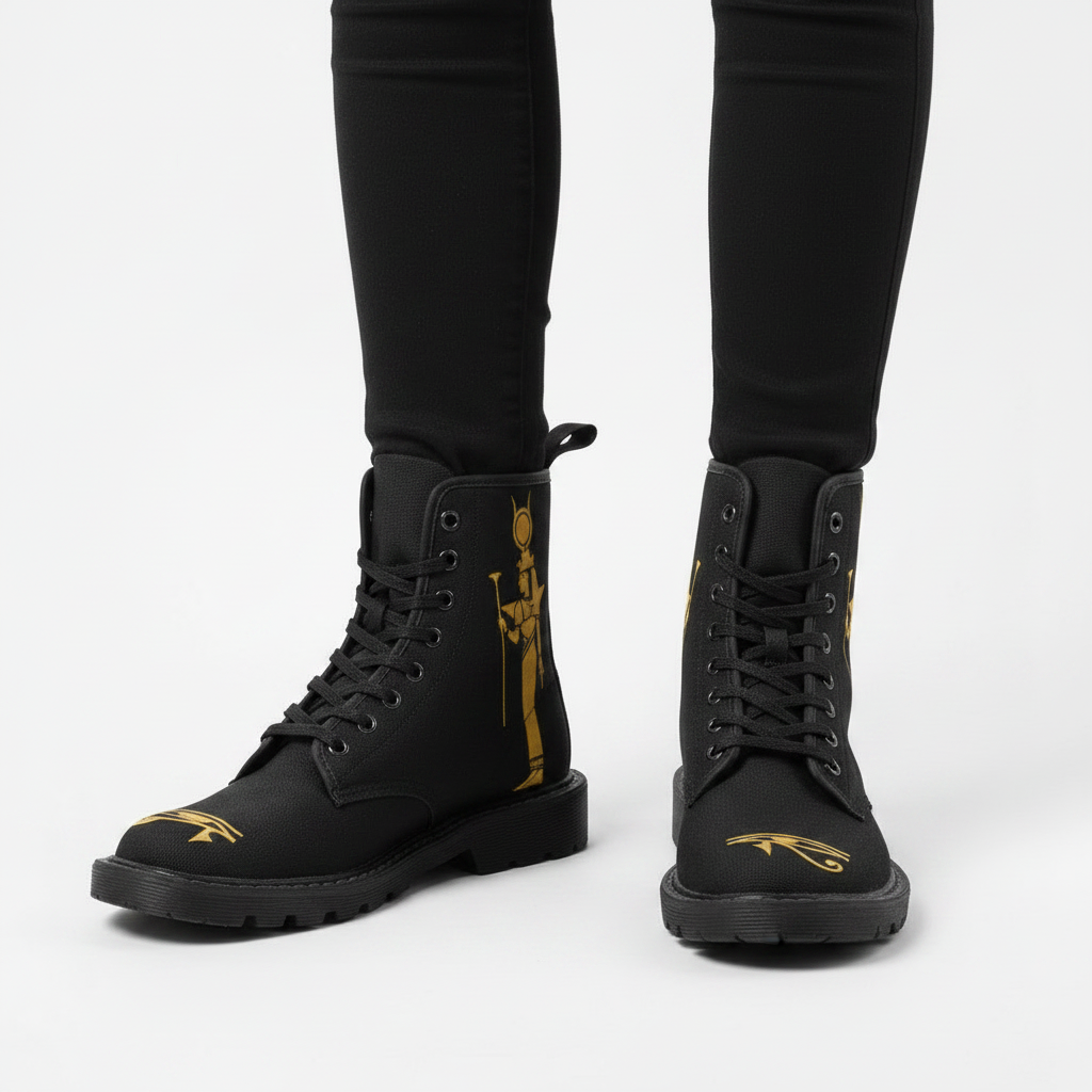Isis & Osiris Martin Boots | Kemet Series | Black & Gold | Kinky Nomad