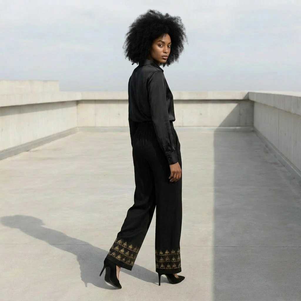 Printed Wide Leg Pants | Angles Bogolan Ghana Isis | Kinky Nomad