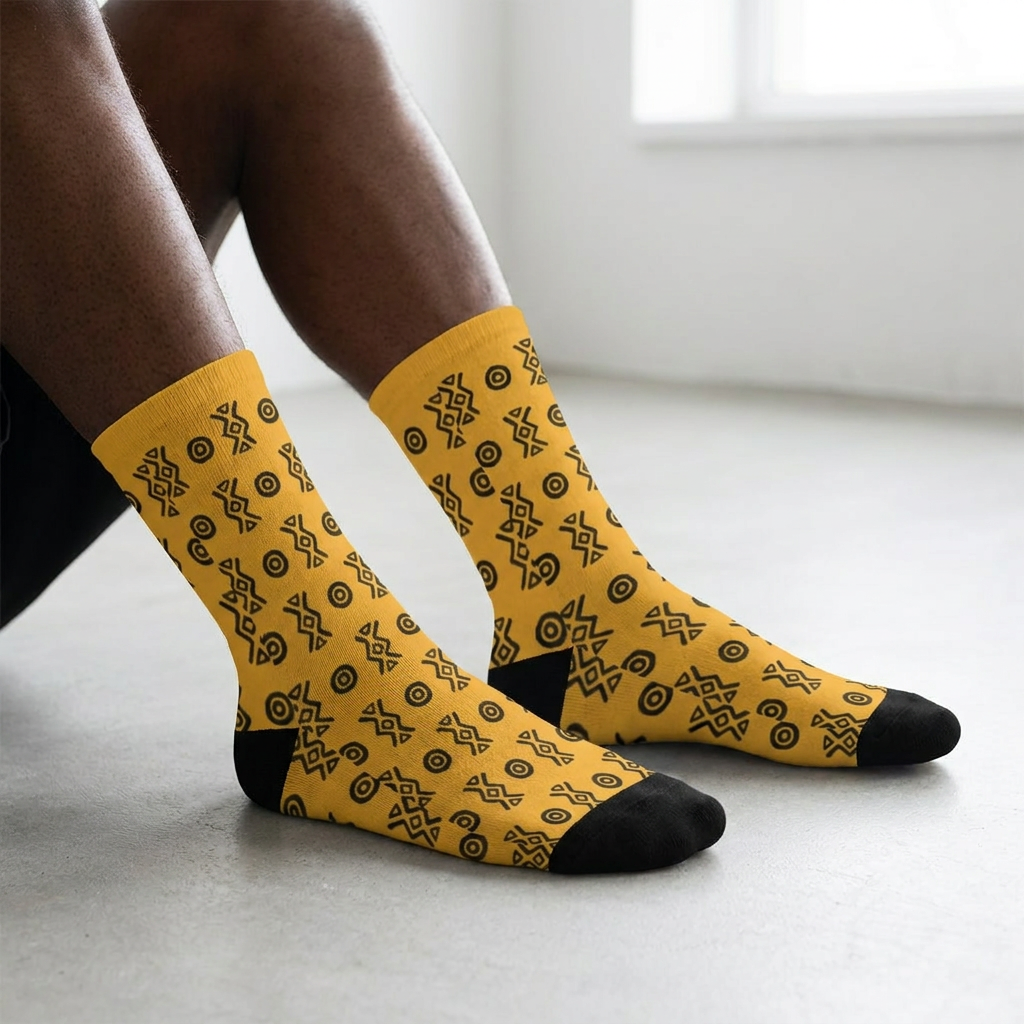 Adinkra Print Crew Socks | Savanna Sole | Boho Sole & Crown | Kinky Nomad