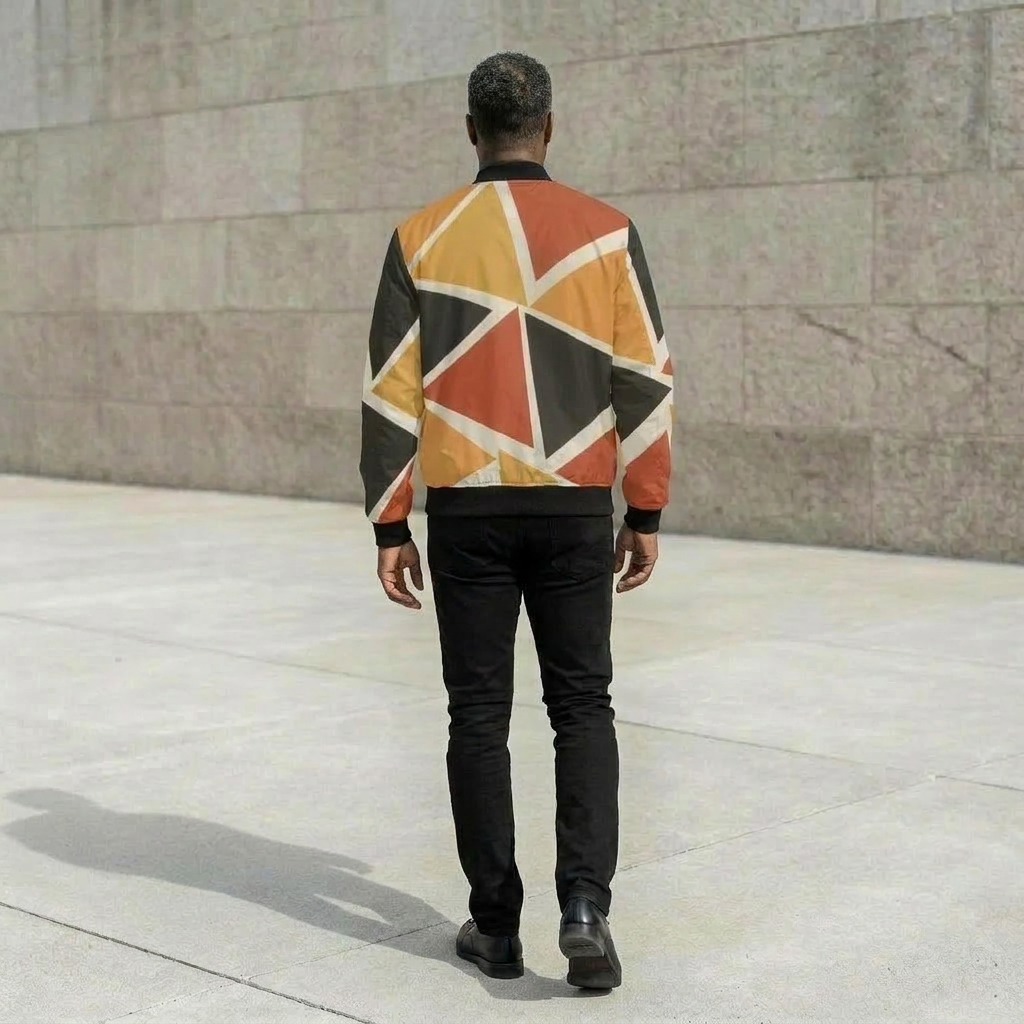 Men's Bomber Jacket | Angles Bogolan Ghana Kemet | Kinky Nomad