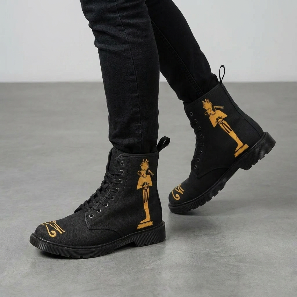 Isis & Osiris Martin Boots | Kemet Series | Black & Gold | Kinky Nomad
