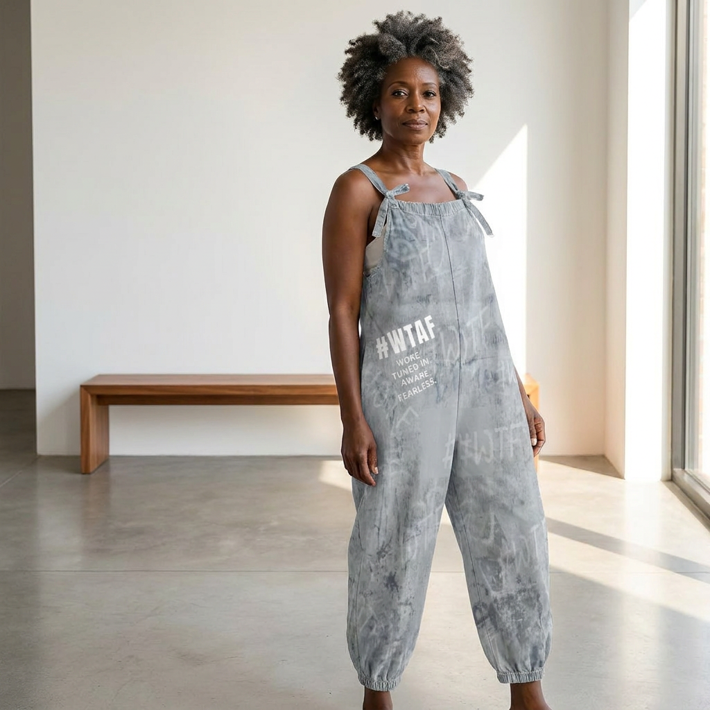 WTAF Baggy Jumpsuit – Oversized Bow Strap Streetwear Romper Baggy Suspender Jumpsuit