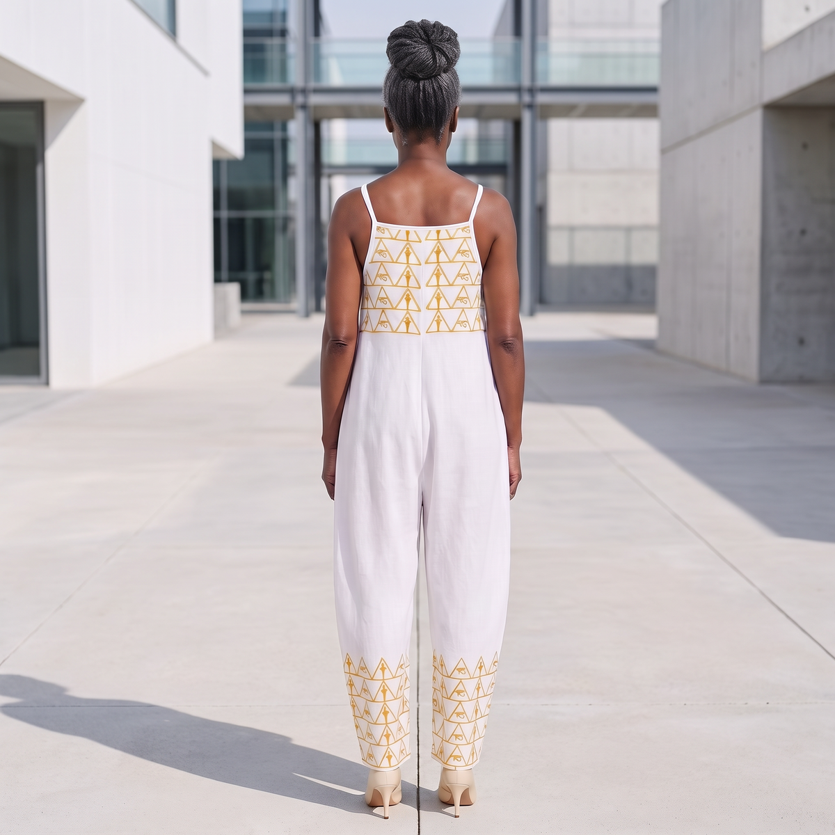 Isis V-Neck Jumpsuit | Kemet Series | Black & White | Kinky Nomad