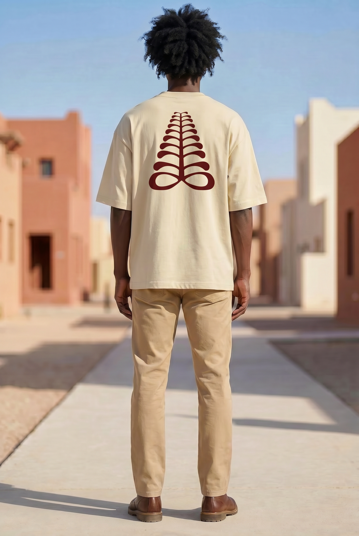 AFRICAN Oversized Tee | Aya Adinkra Symbol | Organic Cotton | Kinky Nomad
