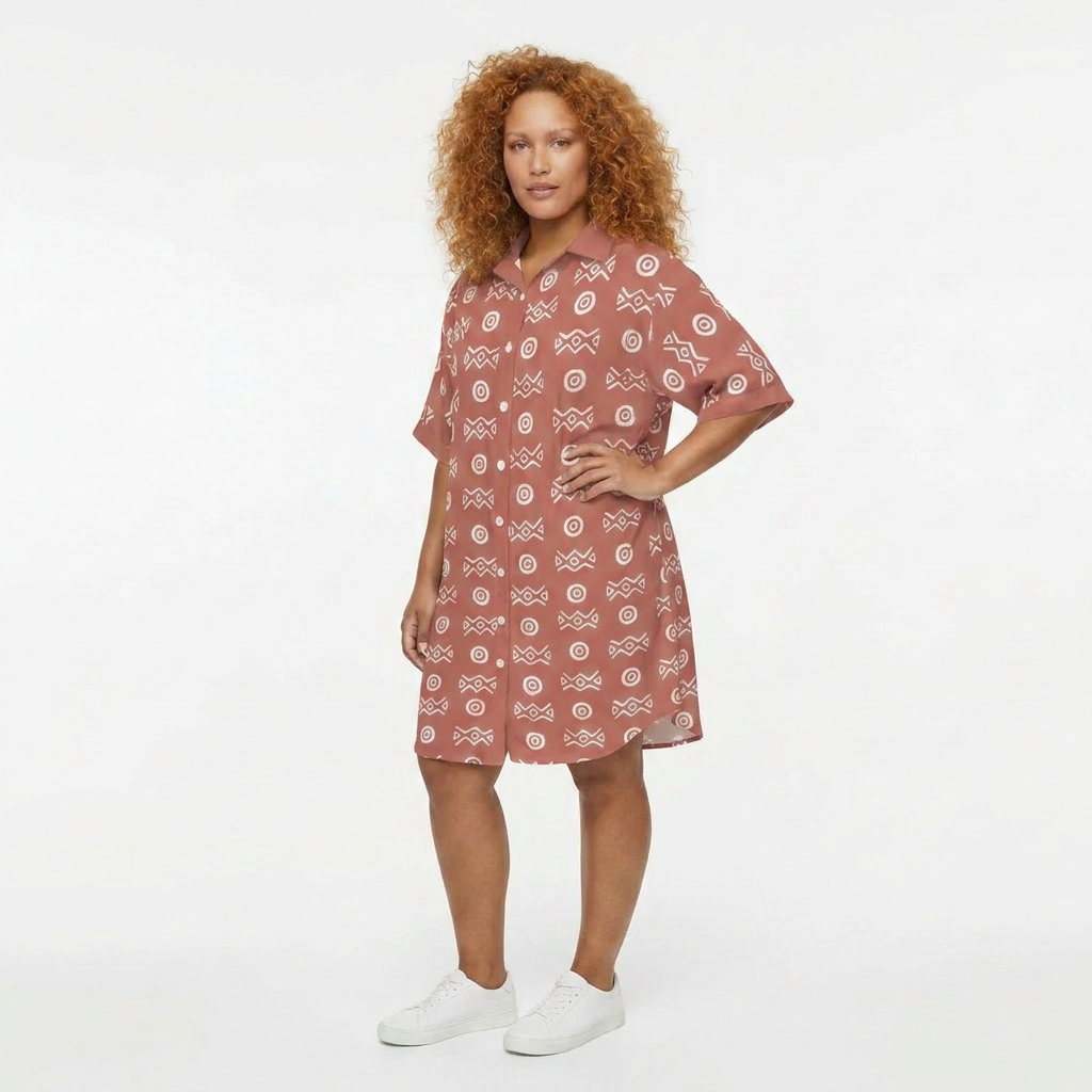 Button-Front Shirt Dress | Savanna & Angles Series | Kinky Nomad