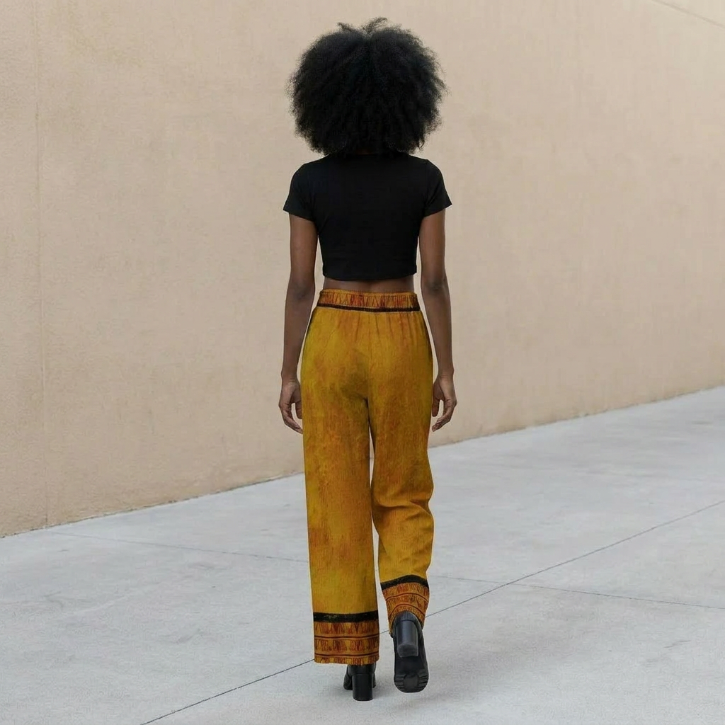 Printed Wide Leg Pants | Angles Bogolan Ghana Ground | Kinky Nomad