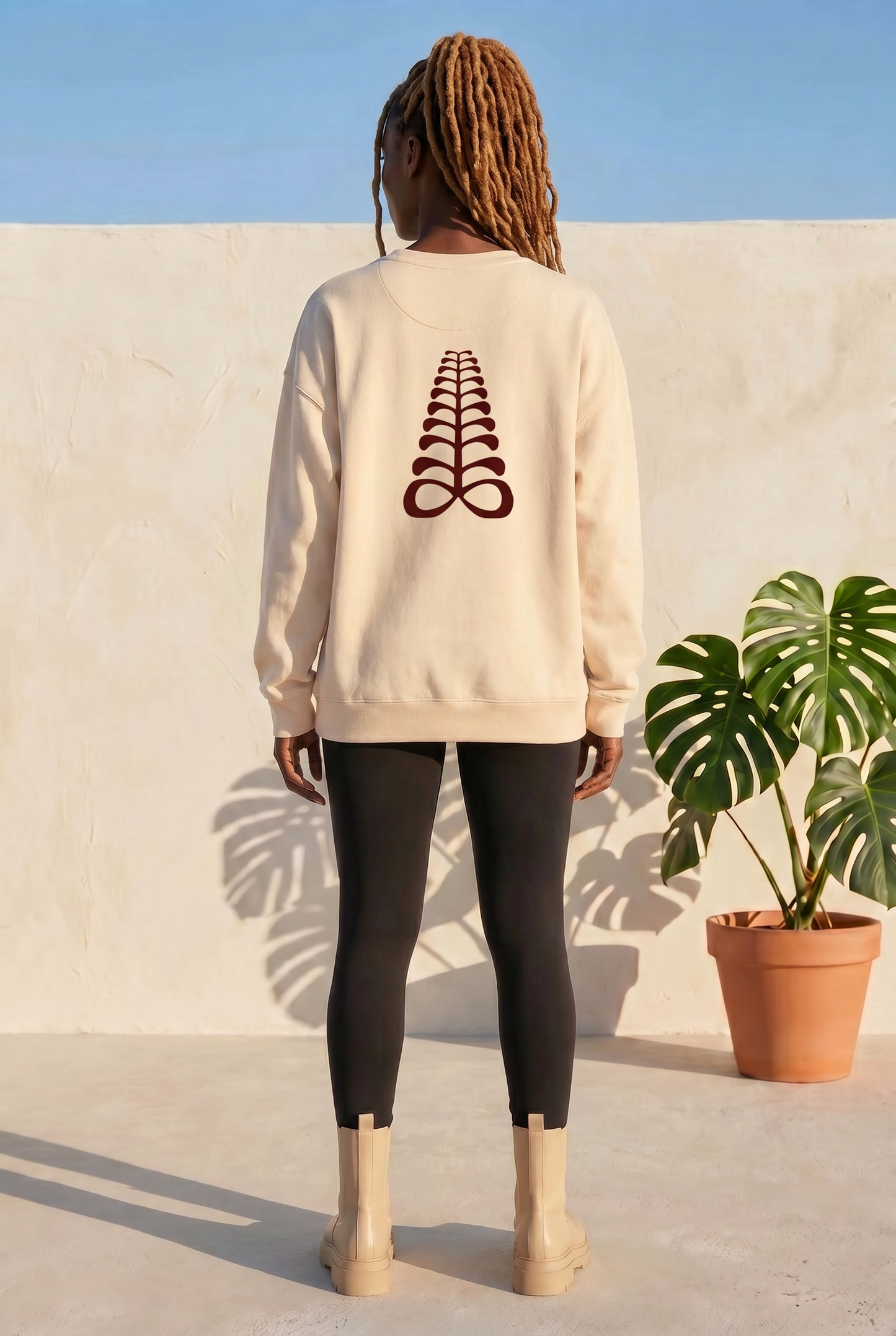 AFRICAN Sweatshirt | Aya Adinkra Symbol | Recycled Fleece | Kinky Nomad