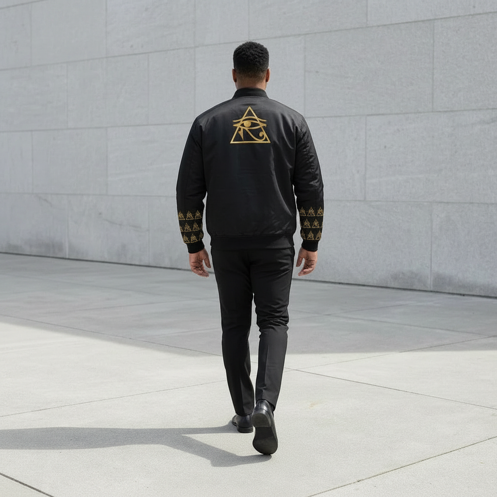 Men's Bomber Jacket | Angles Bogolan Ghana Kemet | Kinky Nomad