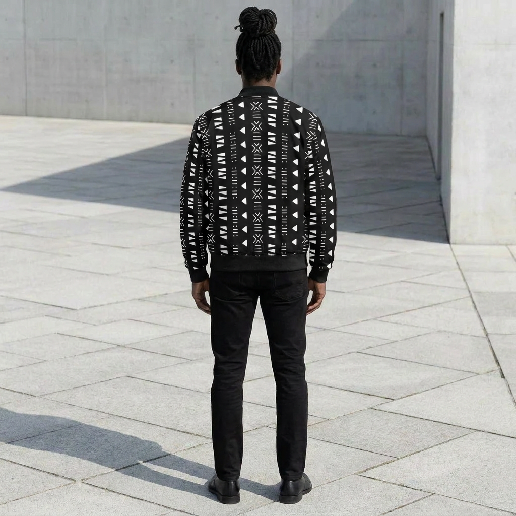 Men's Bomber Jacket | Angles Bogolan Ghana Kemet | Kinky Nomad