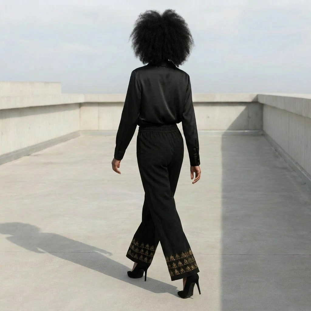 Printed Wide Leg Pants | Angles Bogolan Ghana Isis | Kinky Nomad