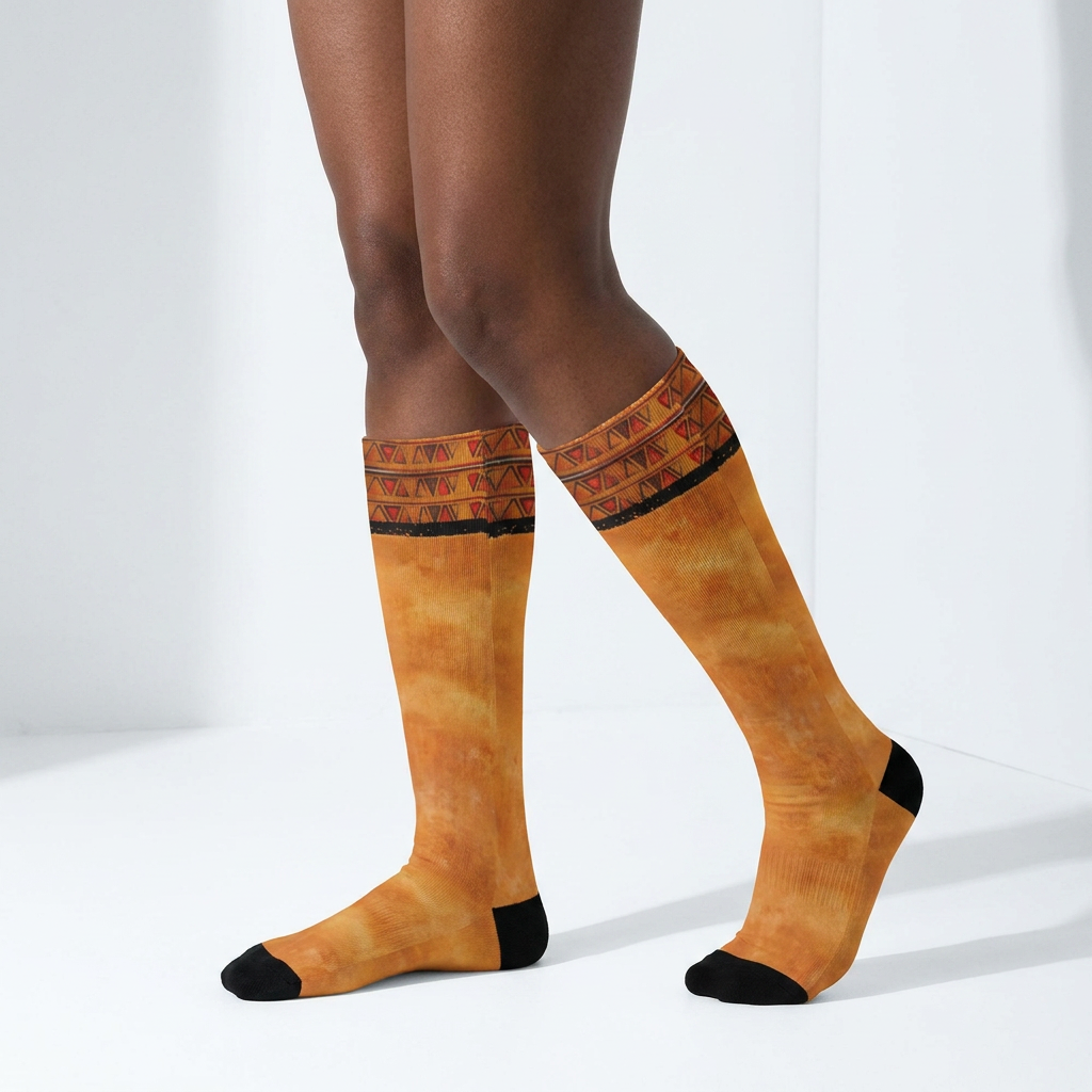 Over-the-Calf Socks | Angles Ghana Mud Cloth | Kinky Nomad