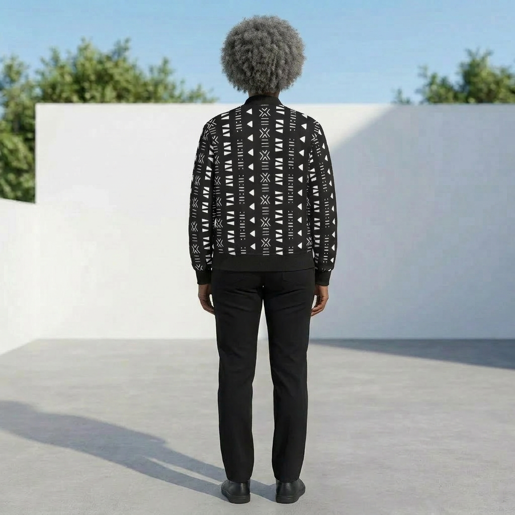 Women's Bomber Jacket | Angles Bogolan Ghana Isis | Kinky Nomad