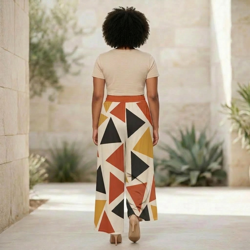 Printed Wide Leg Pants | Angles Bogolan Ghana Isis | Kinky Nomad