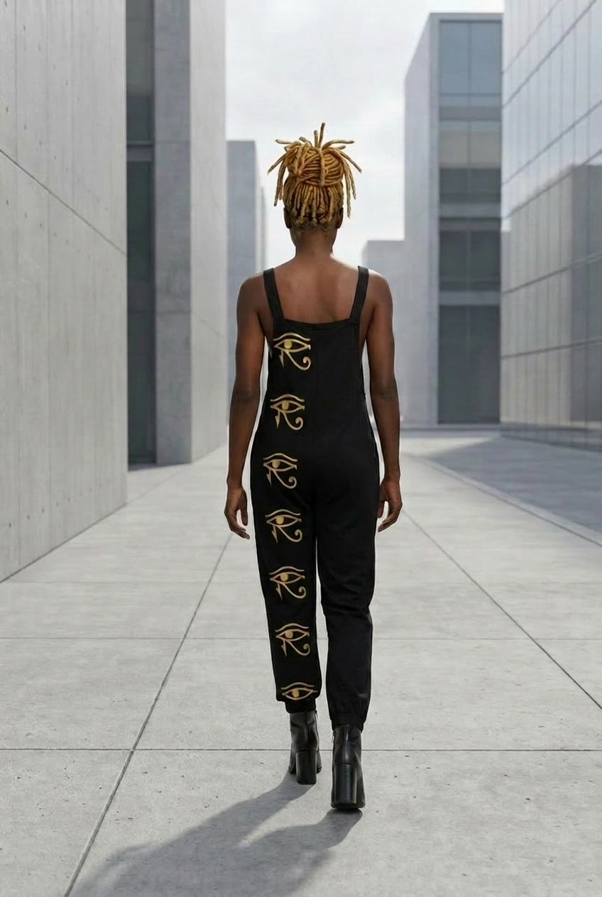 Baggy Harem Jumpsuit | Kemet Angles Ghana Print | Kinky Nomad