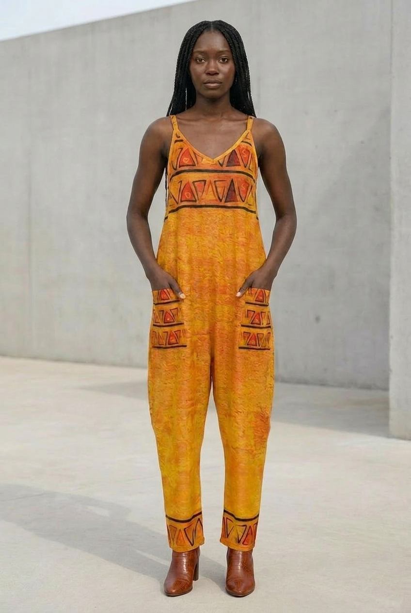African Geometric Jumpsuit | Ghana Ground Series | Kinky Nomad