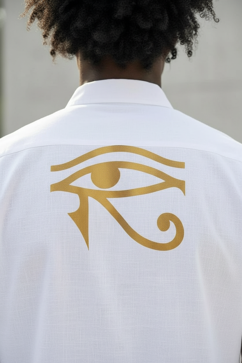 Stand Up Collar Shirt | Osiris Gold Print | Kemet Series | Kinky Nomad