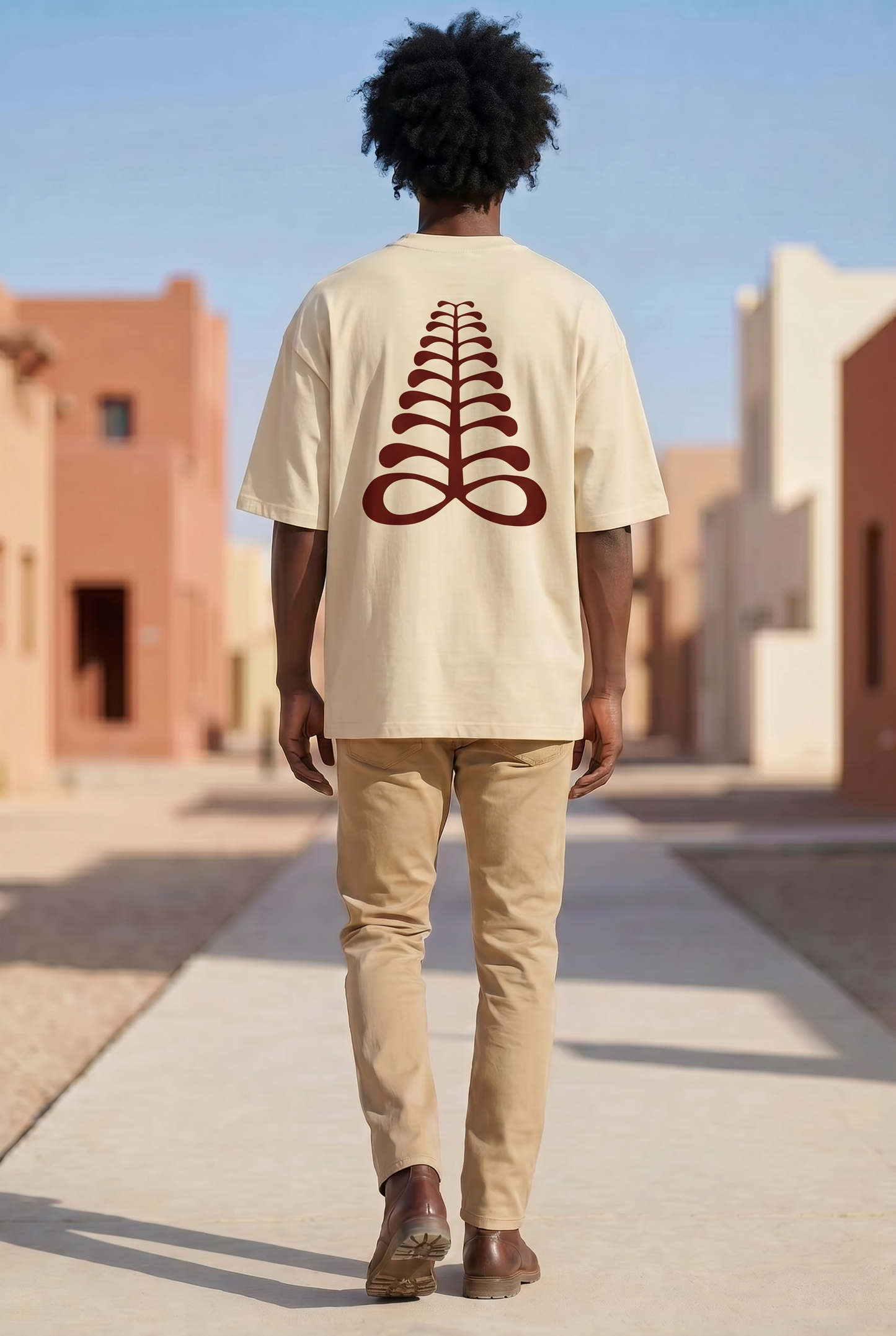 AFRICAN Oversized Tee | Aya Adinkra Symbol | Organic Cotton | Kinky Nomad