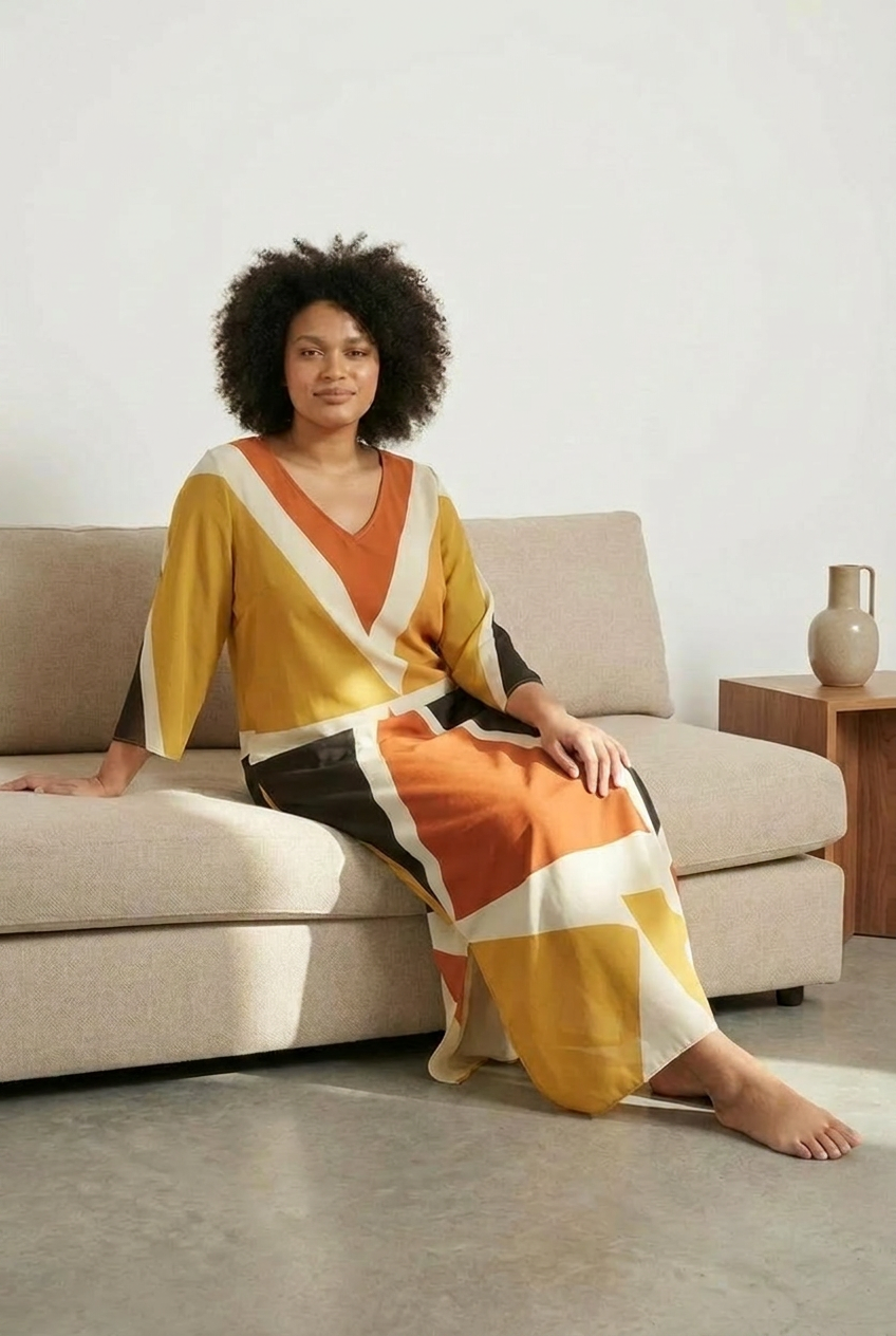 Geometric Kaftan Dress | Angles Series | Kinky Nomad