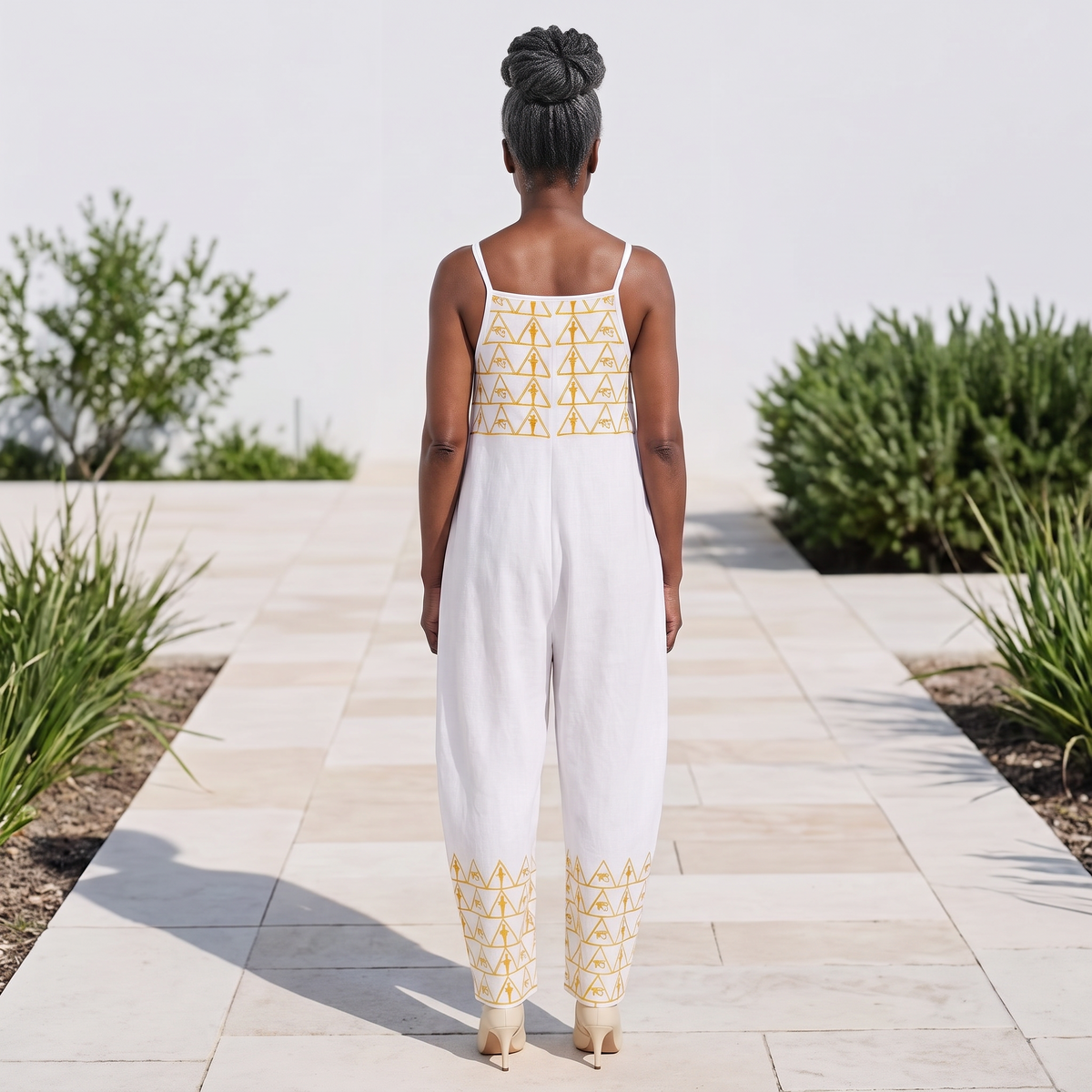 Isis V-Neck Jumpsuit | Kemet Series | Black & White | Kinky Nomad
