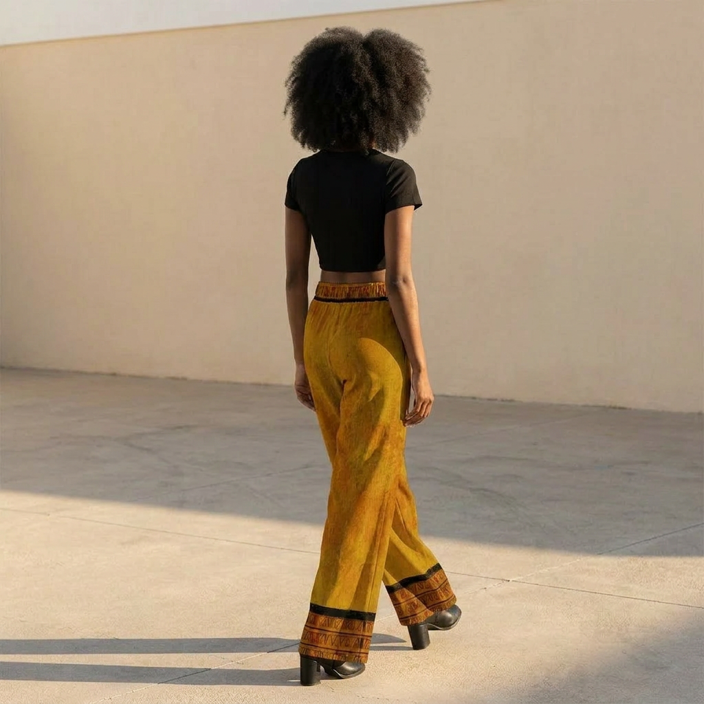 Printed Wide Leg Pants | Angles Bogolan Ghana Isis | Kinky Nomad
