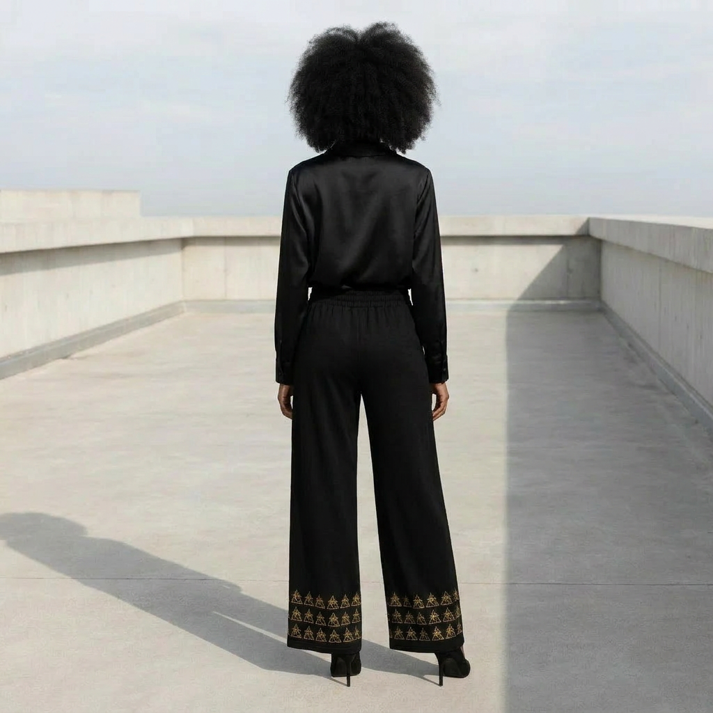 Printed Wide Leg Pants | Angles Bogolan Ghana Isis | Kinky Nomad