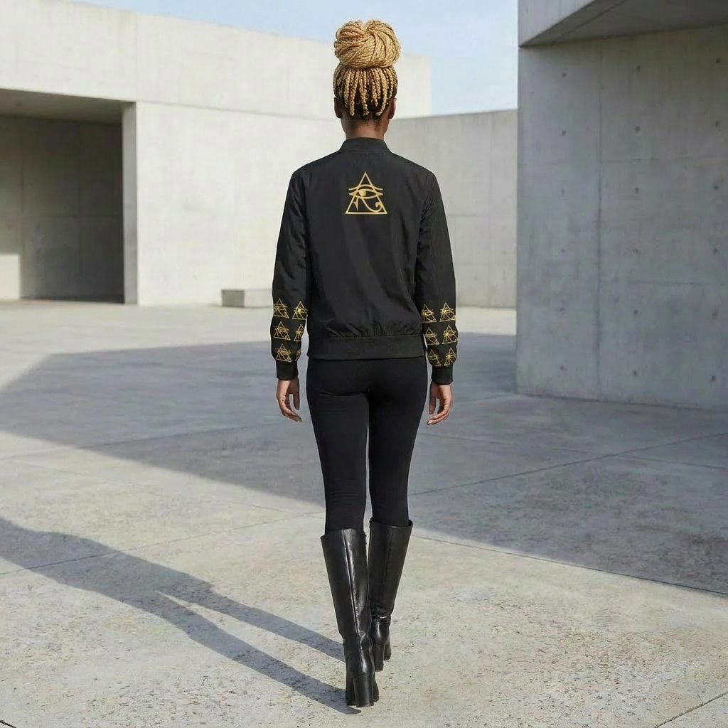 Women's Bomber Jacket | Angles Bogolan Ghana Isis | Kinky Nomad