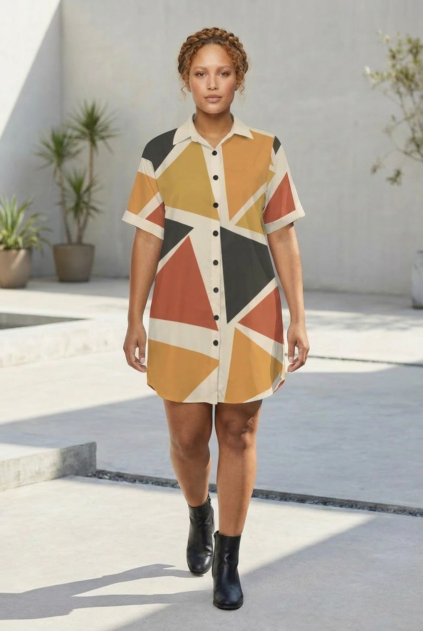Angles Shirt Dress | Angles Series | Earth Palette | Kinky Nomad