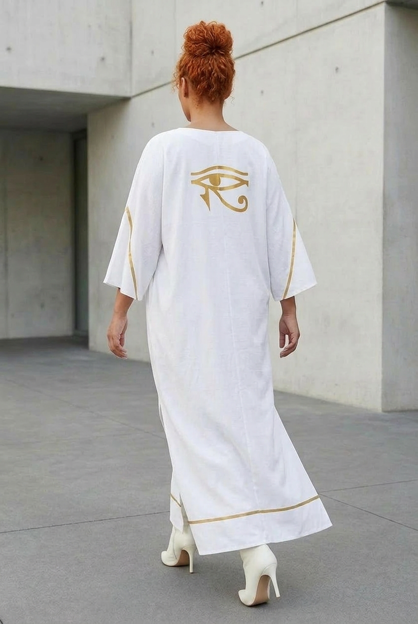 White Isis Kaftan | Egyptian Goddess Kaftan | Kemet Collection | Kinky Nomad