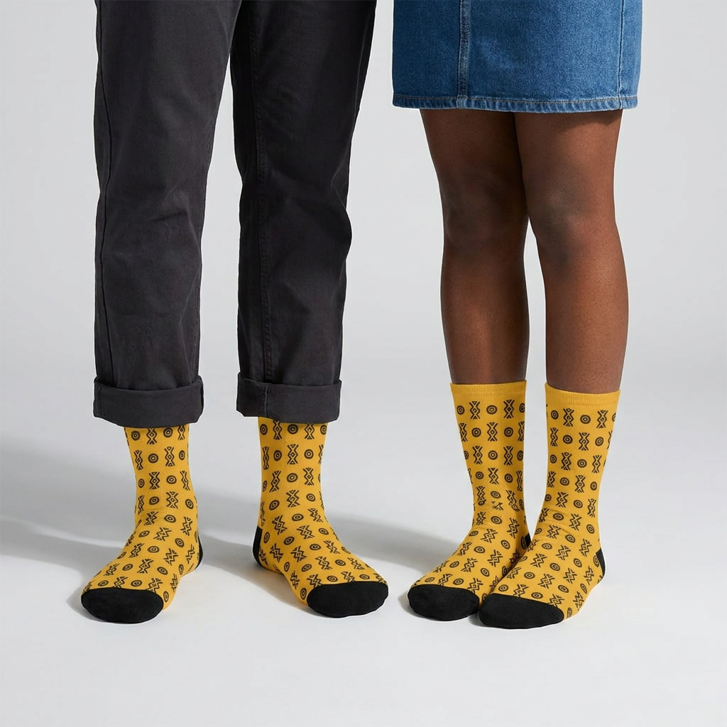 Adinkra Print Crew Socks | Savanna Sole | Boho Sole & Crown | Kinky Nomad