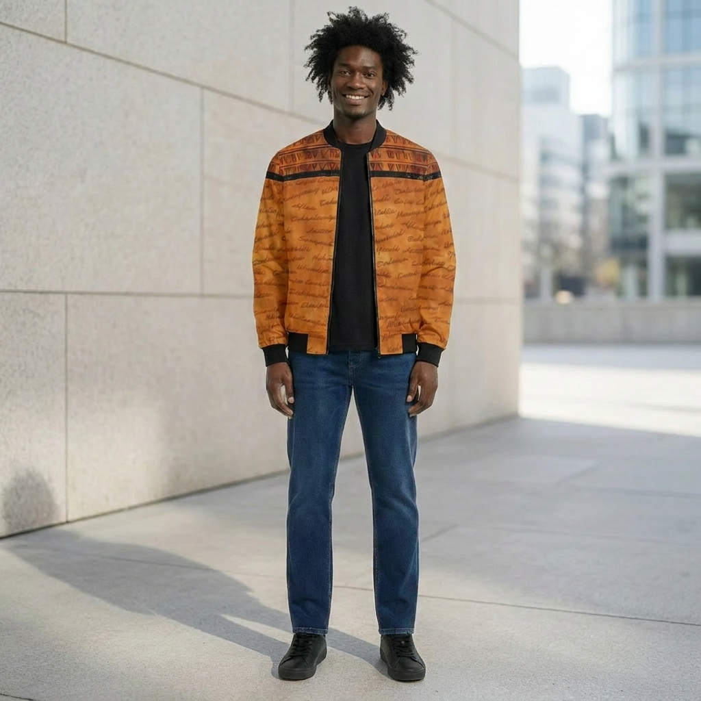 Men's Bomber Jacket | Angles Bogolan Ghana Kemet | Kinky Nomad