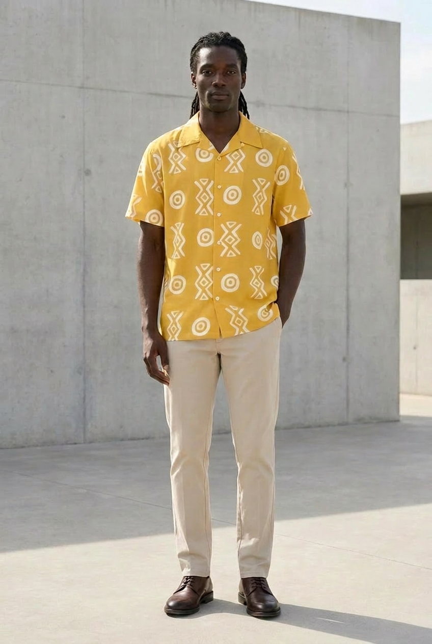 Camp Collar Shirt | Angles Savanna Gold Sage | Kinky Nomad