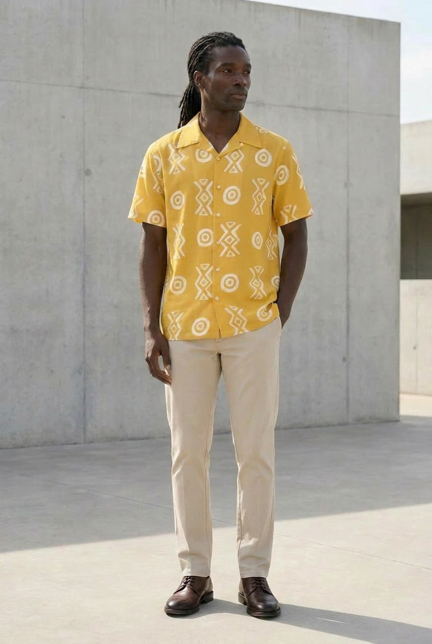 Camp Collar Shirt | Angles Savanna Gold Sage | Kinky Nomad