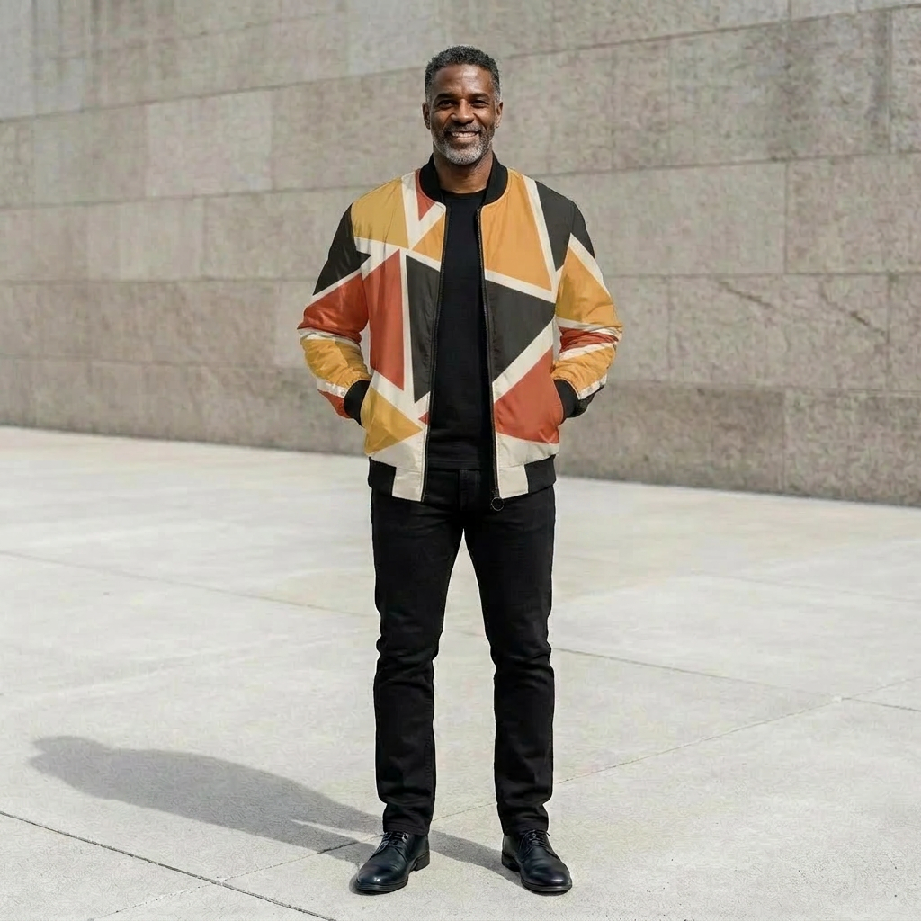 Men's Bomber Jacket | Angles Bogolan Ghana Kemet | Kinky Nomad