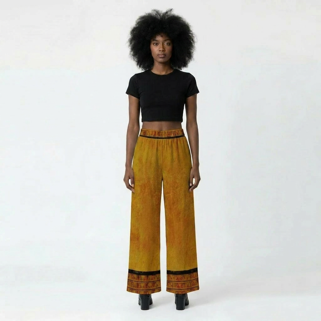 Printed Wide Leg Pants | Angles Bogolan Ghana Ground | Kinky Nomad