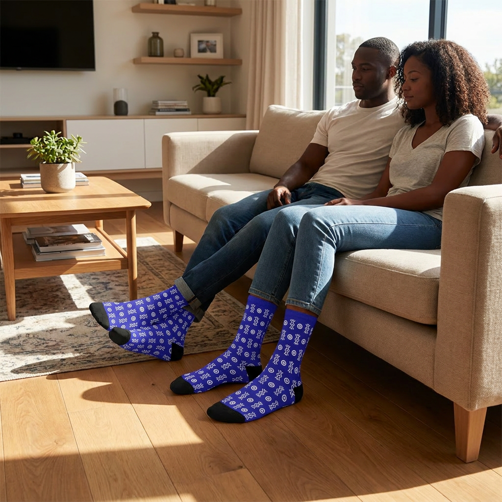 Adinkra Print Crew Socks | Savanna Sole | Boho Sole & Crown | Kinky Nomad