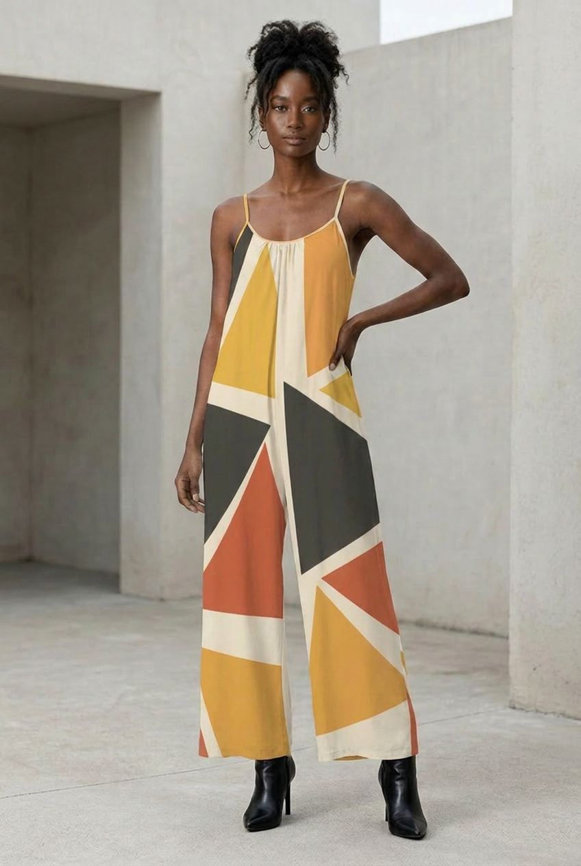 Geometric Wide Leg Jumpsuit | Angles | Kinky Nomad