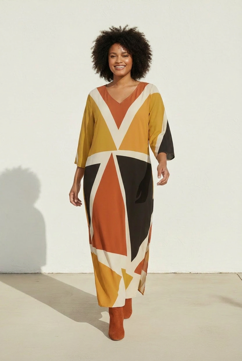 Geometric Kaftan Dress | Angles Series | Kinky Nomad