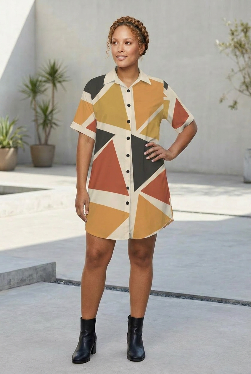 Angles Shirt Dress | Angles Series | Earth Palette | Kinky Nomad