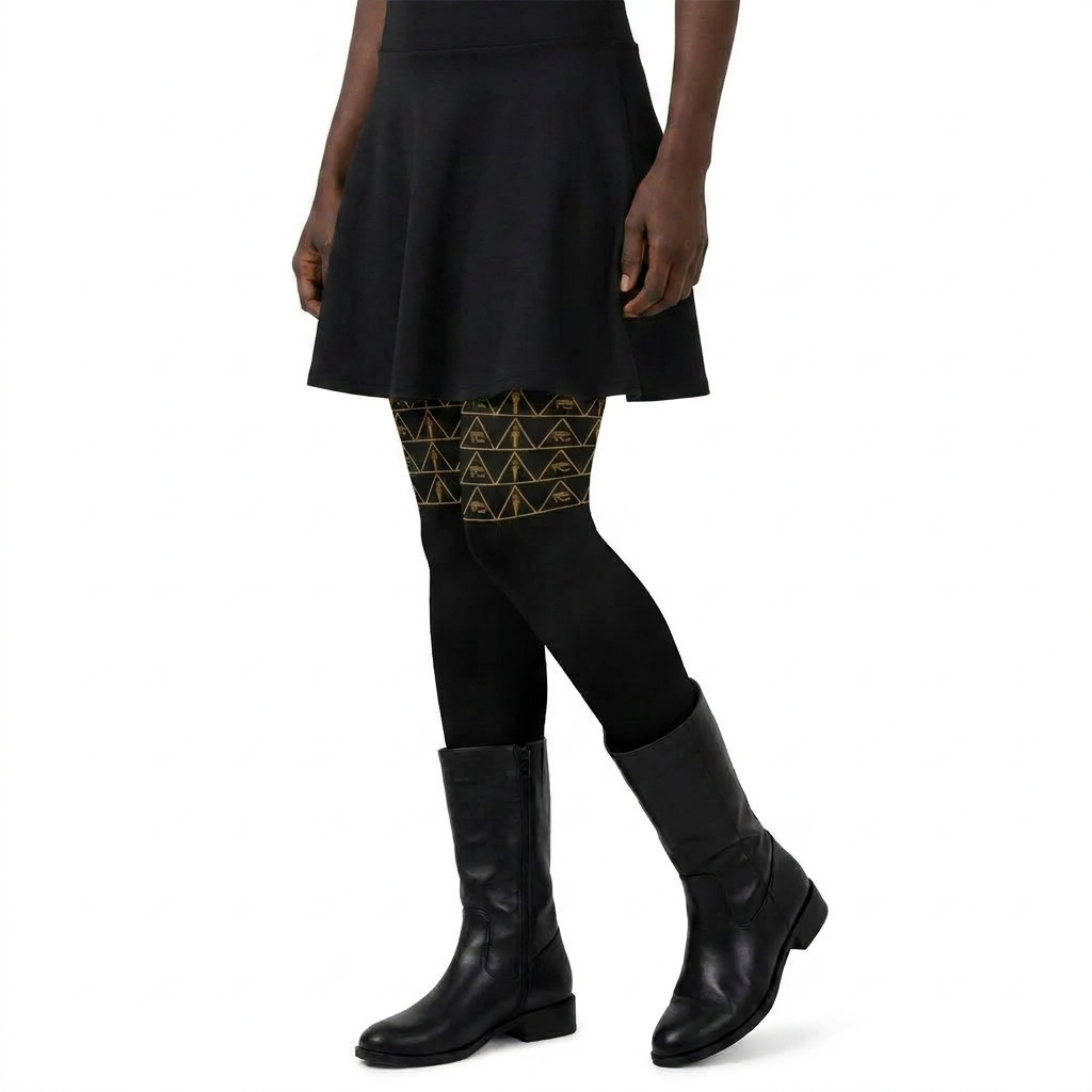 Printed Thigh-High Stockings | Isis Bogolan Angles | Kinky Nomad