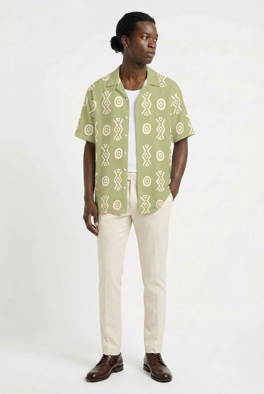 Camp Collar Shirt | Angles Savanna Gold Sage | Kinky Nomad