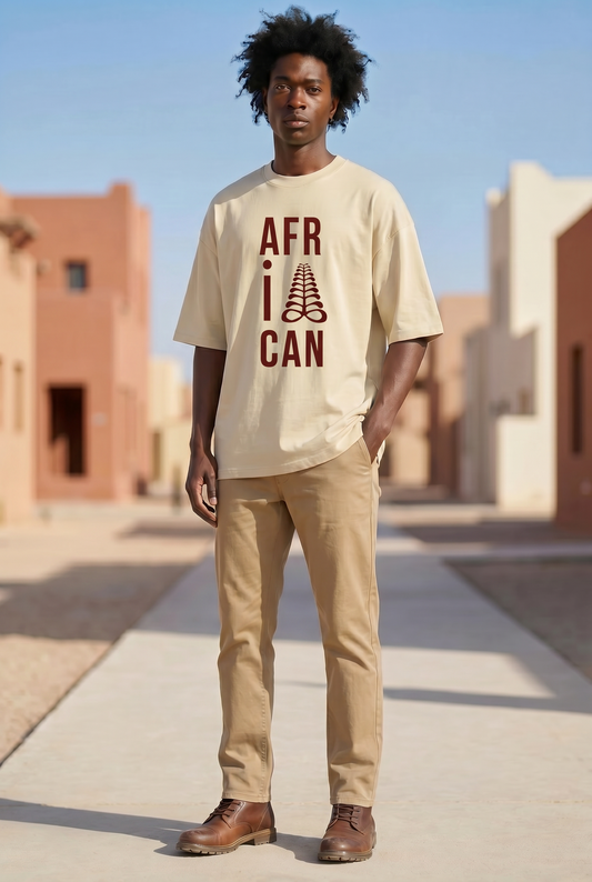 AFRICAN Oversized Tee | Aya Adinkra Symbol | Organic Cotton | Kinky Nomad