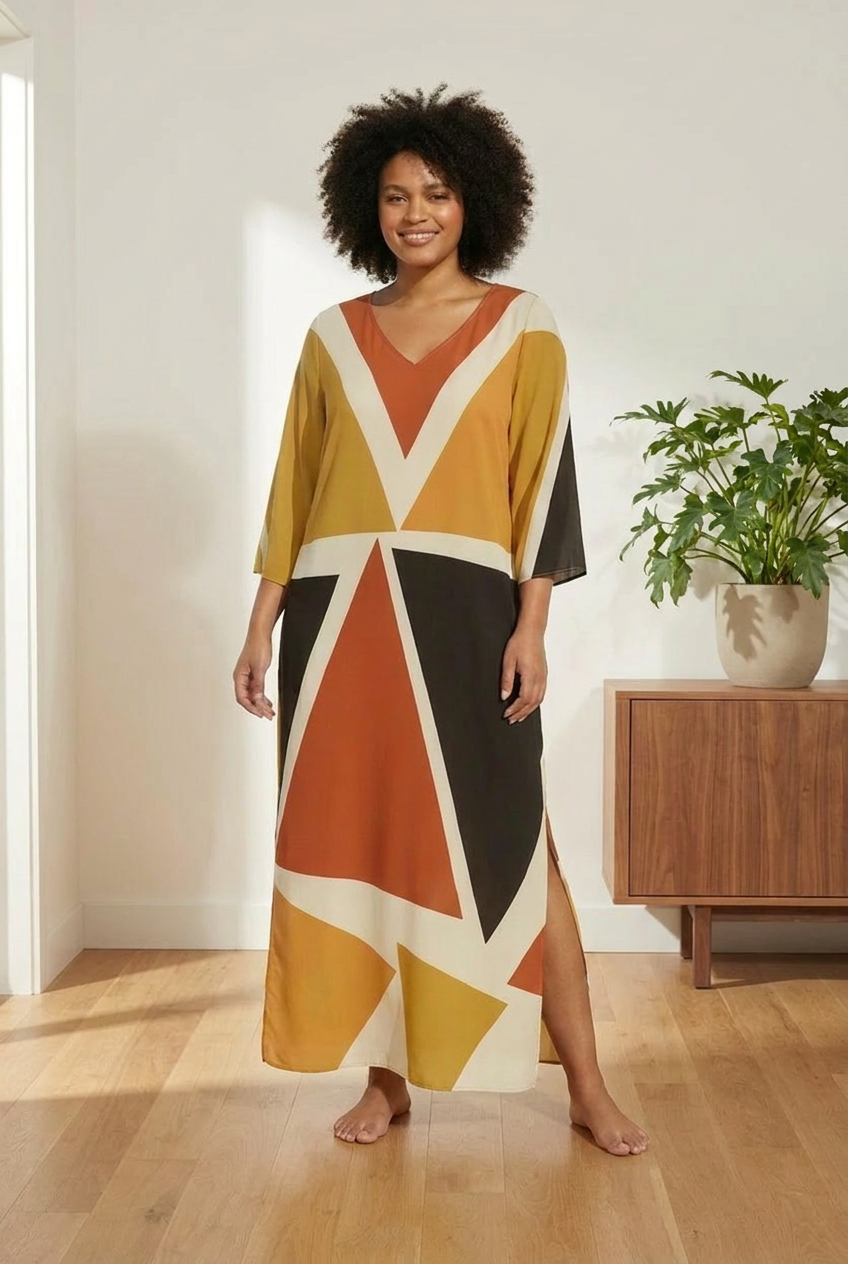 Geometric Kaftan Dress | Angles Series | Kinky Nomad