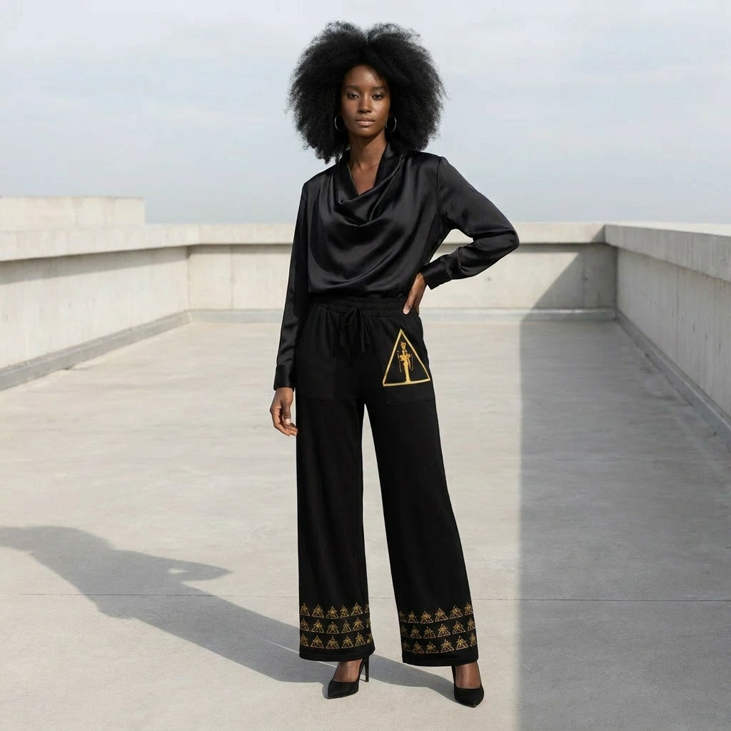 Printed Wide Leg Pants | Angles Bogolan Ghana Isis | Kinky Nomad