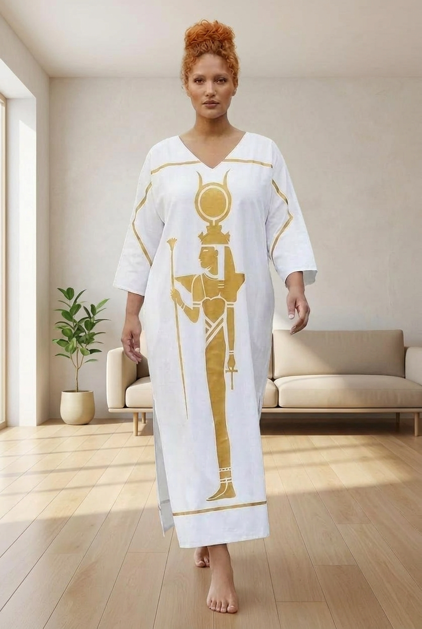 White Isis Kaftan | Egyptian Goddess Kaftan | Kemet Collection | Kinky Nomad