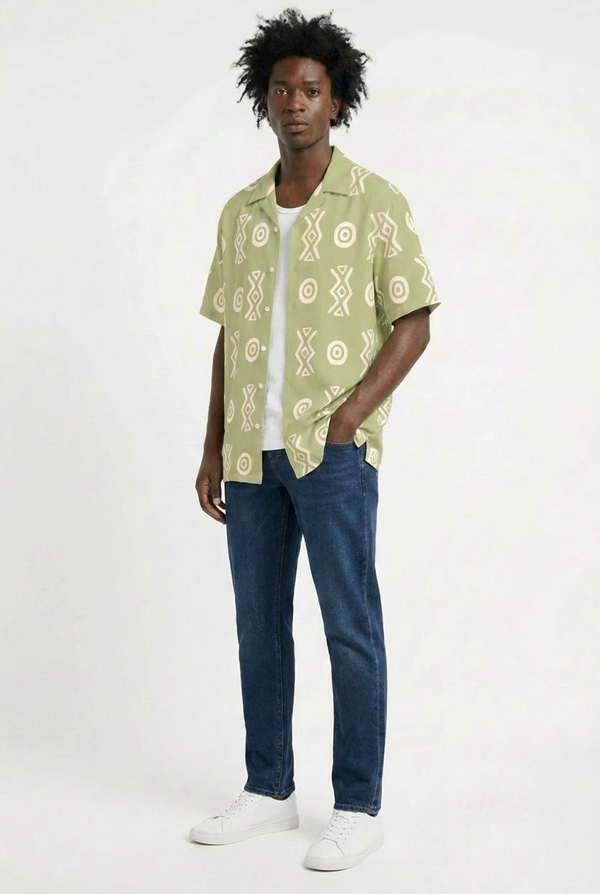 Camp Collar Shirt | Angles Savanna Gold Sage | Kinky Nomad