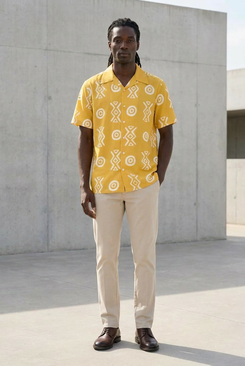 Camp Collar Shirt | Angles Savanna Gold Sage | Kinky Nomad