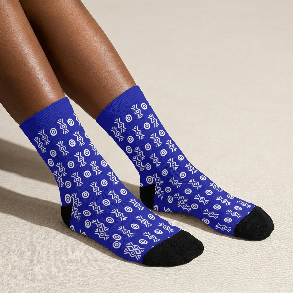 Adinkra Print Crew Socks | Savanna Sole | Boho Sole & Crown | Kinky Nomad