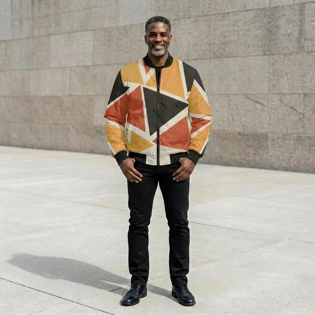 Men's Bomber Jacket | Angles Bogolan Ghana Kemet | Kinky Nomad